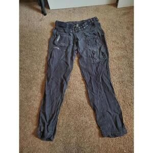 JOHNNY WAS PETE & GRETA CARGO PANTS Dark Gray Size 4 Y2K Cupra